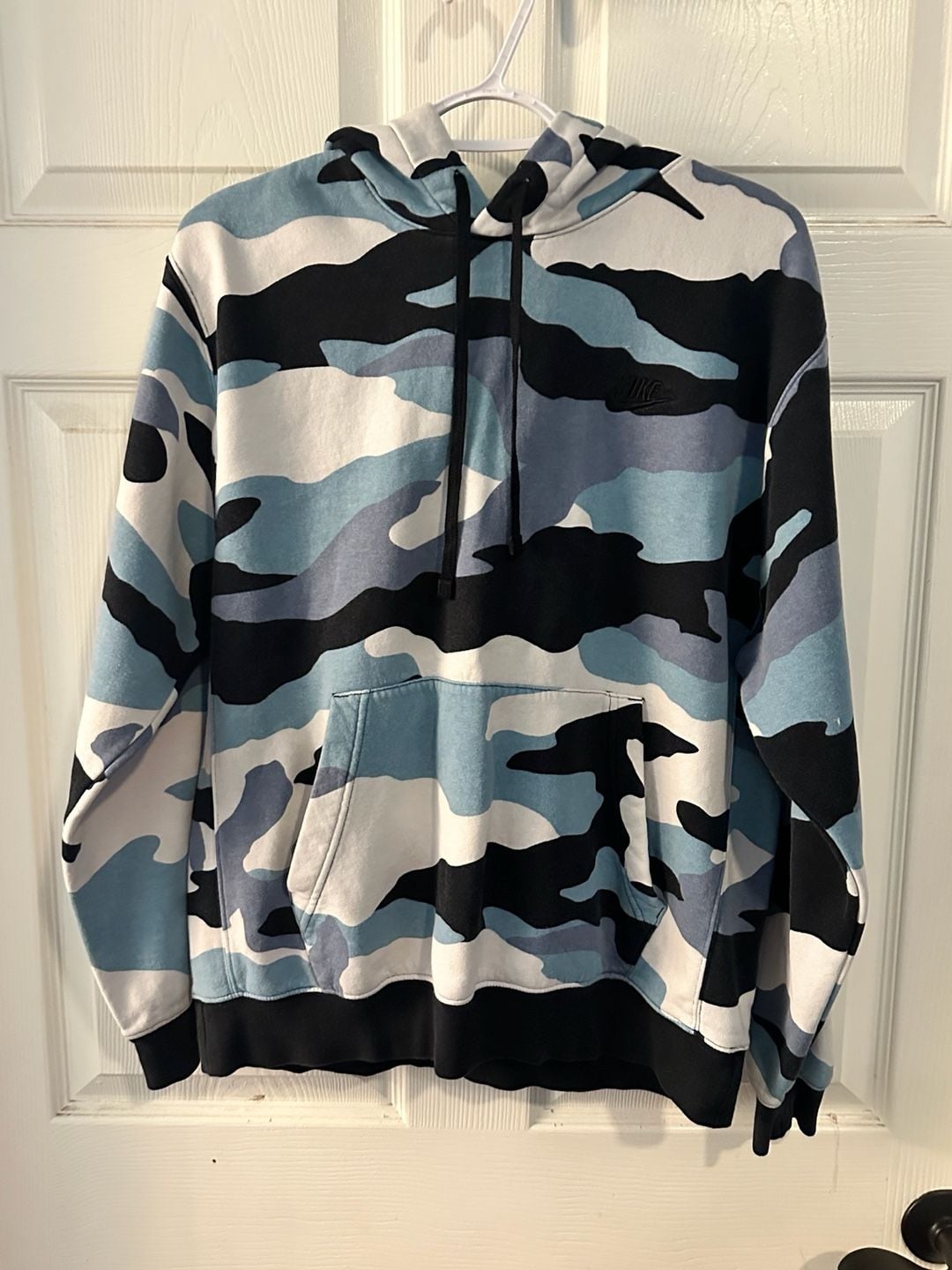 Nike Sportswear Club Fleece Blue Camo Hoodie Size M 2