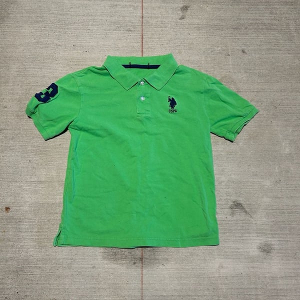 U.S. Polo Assn. Mens Slim Fit Short Sleeve Polo Shirt with Applique Green Flash Medium : ,