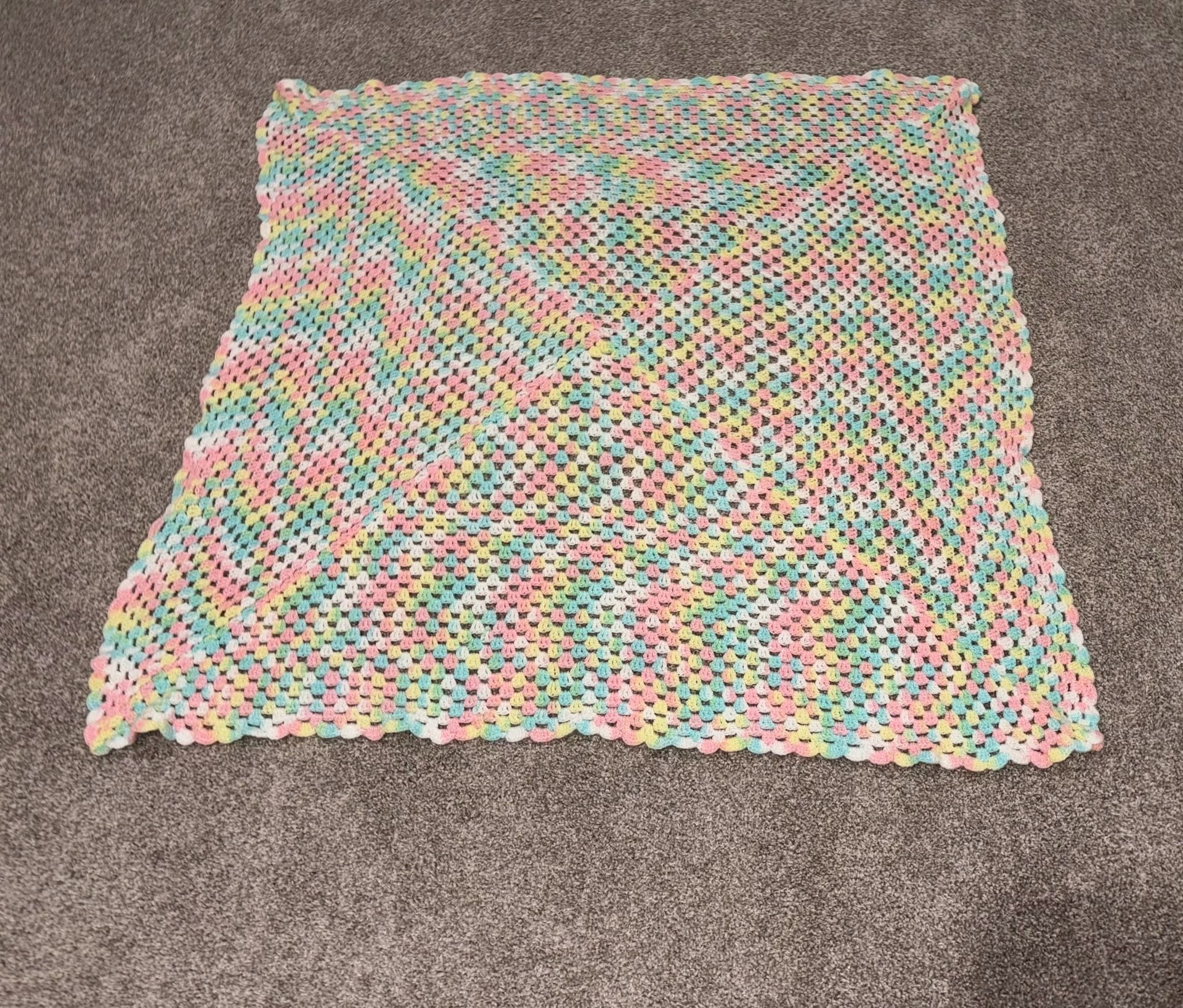 Handmade Crochet Pastel Multi-color Granny Square Baby Blanket 1