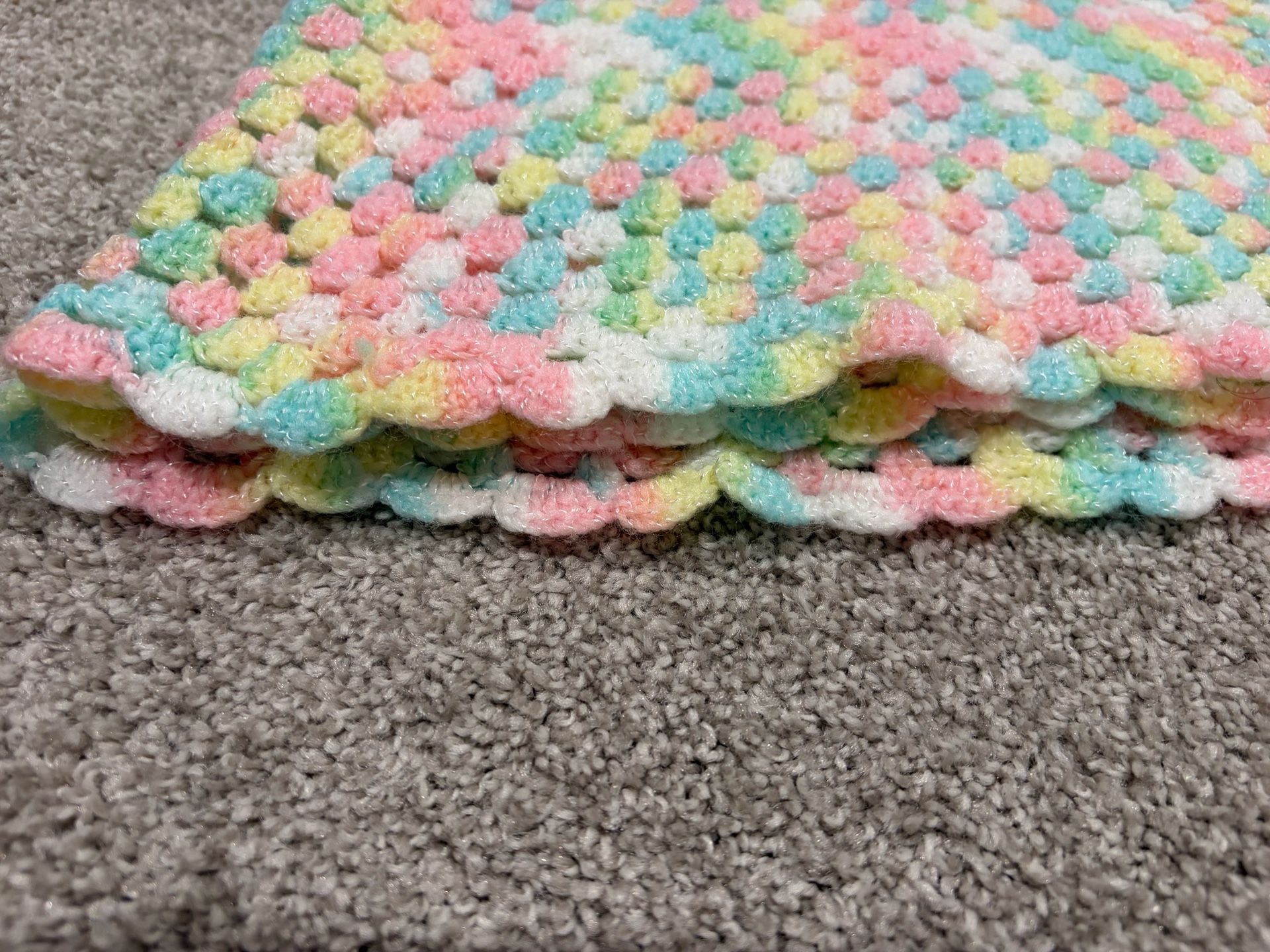 Handmade Crochet Pastel Multi-color Granny Square Baby Blanket 3