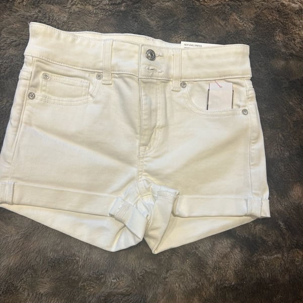 American Eagle High-Rise Shortie White Denim Shorts Size 00