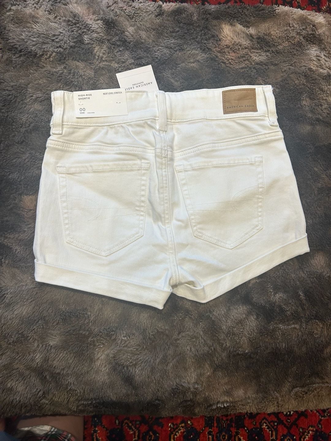 American Eagle High-Rise Shortie White Denim Shorts Size 00 3