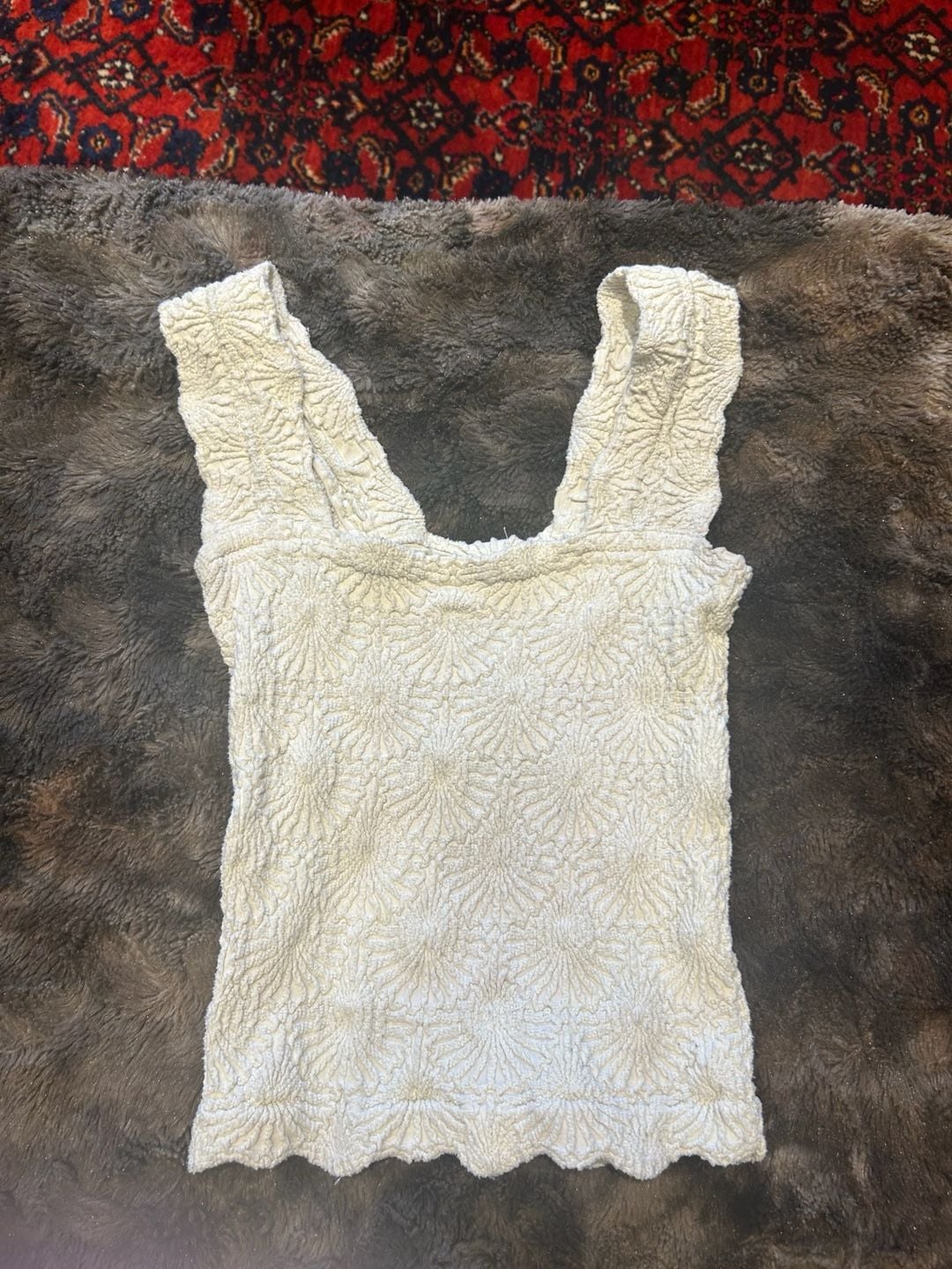 Free People Popcorn Sunburst Textured Tank Top in Cream 2