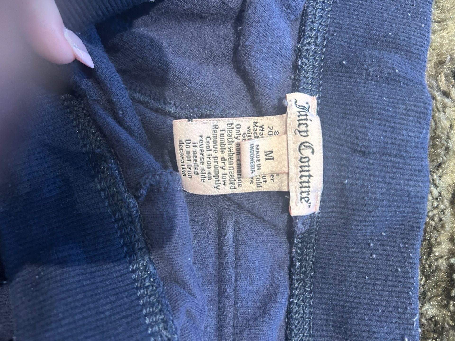 Juicy Couture Navy Blue Velour Drawstring Sweatpants Size M 2