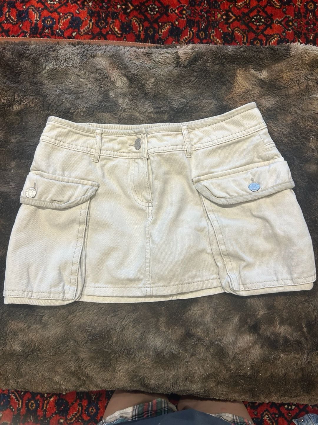 Garage Beige Cargo Denim Mini Skirt Size XS 2