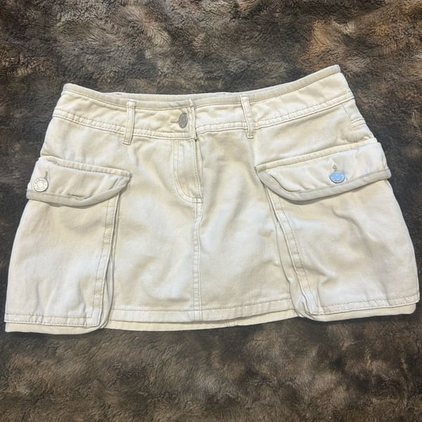 Garage Beige Cargo Denim Mini Skirt Size XS