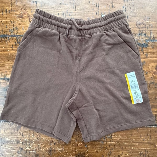 Wonder Nation Boys' Brown Fleece Shorts with Functional Drawstring, Size L (10-12)