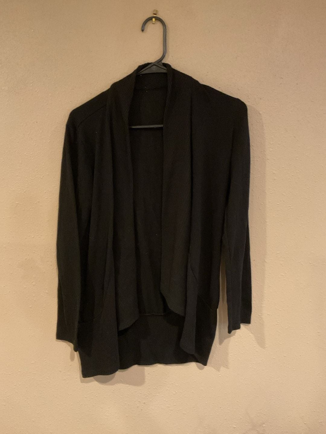 Women's Black Open-Front Shawl Collar Cardigan Sweater 2