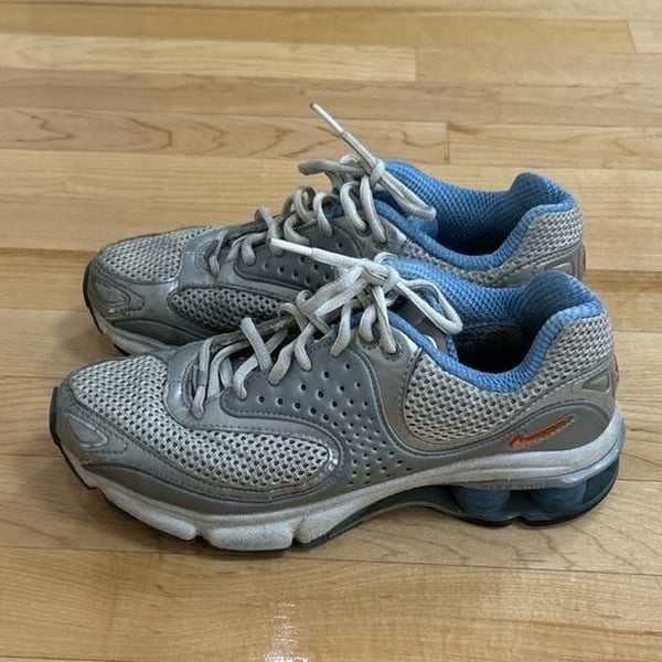 Y2K Nike Shox Turbo Metallic Silver Blue Orange Women's Size 7