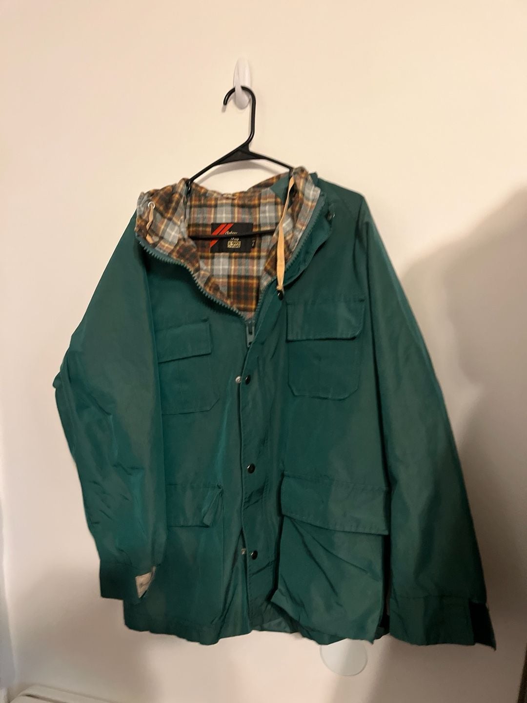 Vintage Sears Plaid Lined Hooded Mountain Parka Jacket Green Size Large 2