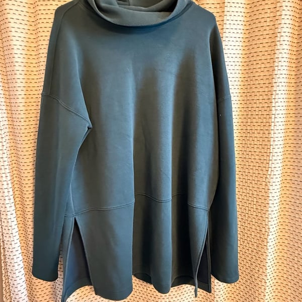 Spanx AirEssentials Mock Neck Tunic in Dark Teal, Size Large