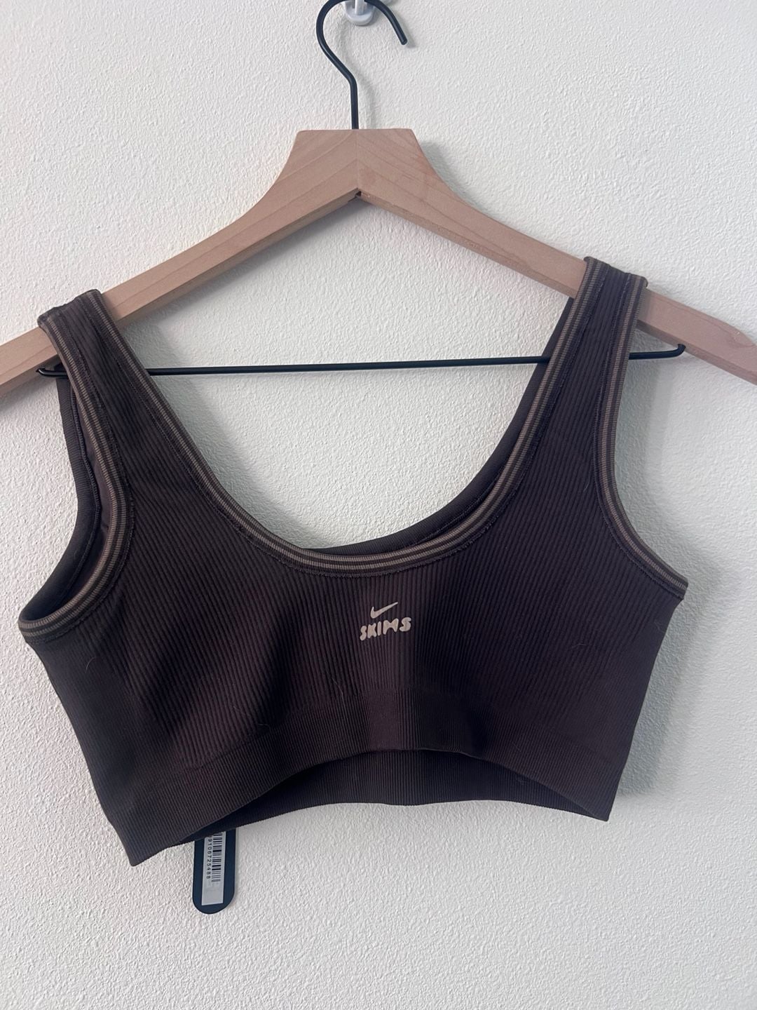 Nike x SKIMS Ribbed Seamless Scoop Bra Phoenix/Truffle Size S BNWT Brown retail $54 1