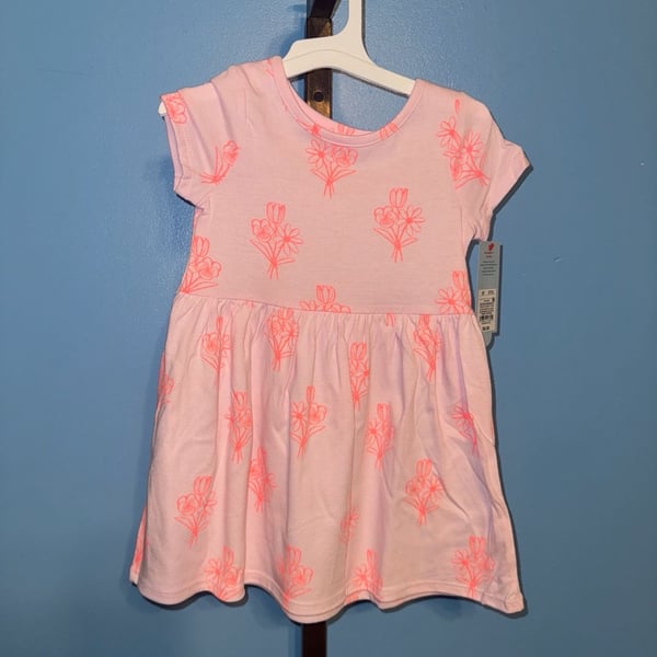 Toddler Girls' Floral Short Sleeve Dress - Cat & Jack™ Pink 12M : ,