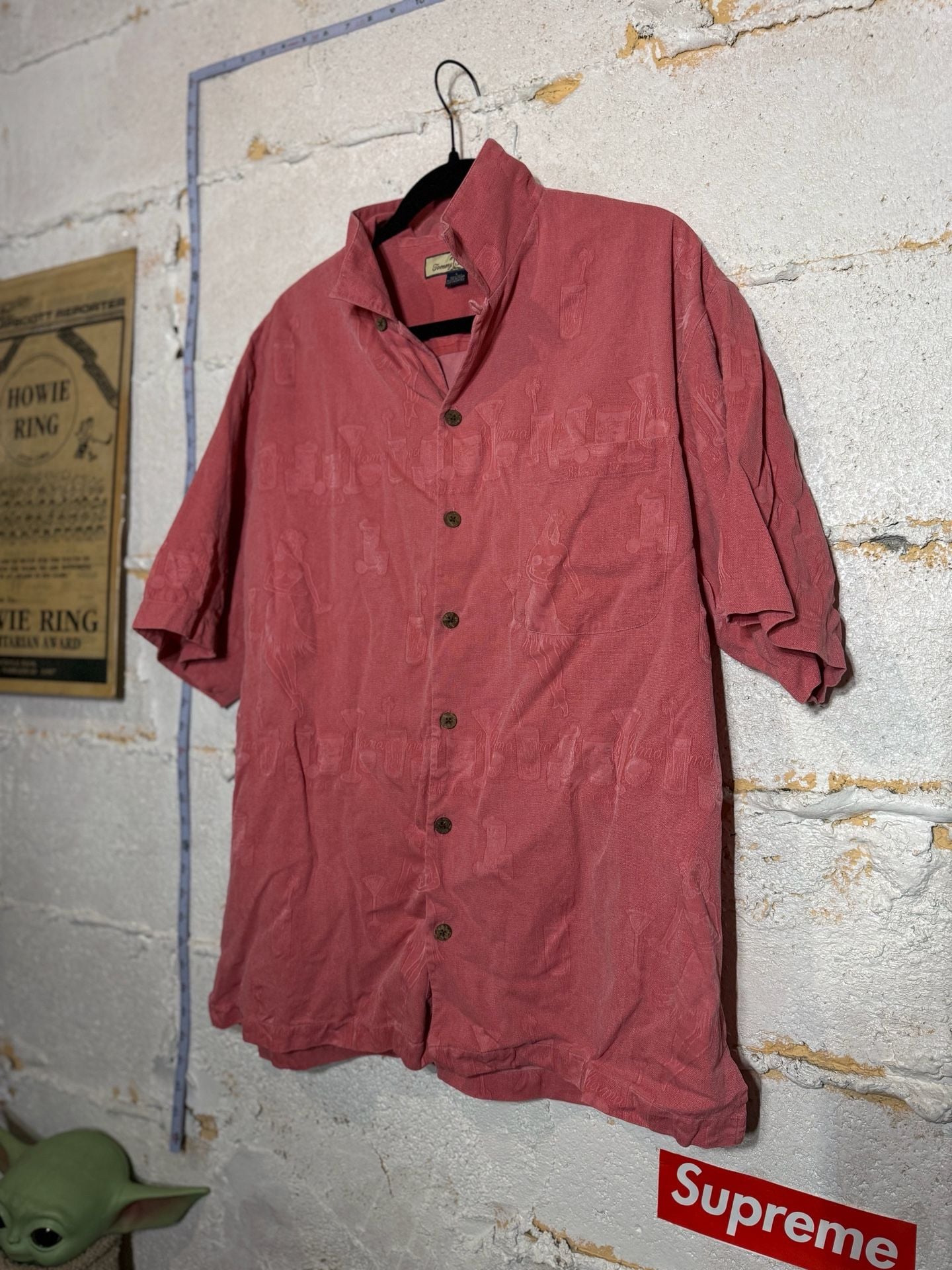 Tommy Bahama 100% Silk Hula Girl & Cocktail Jacquard Camp Shirt Size L 6
