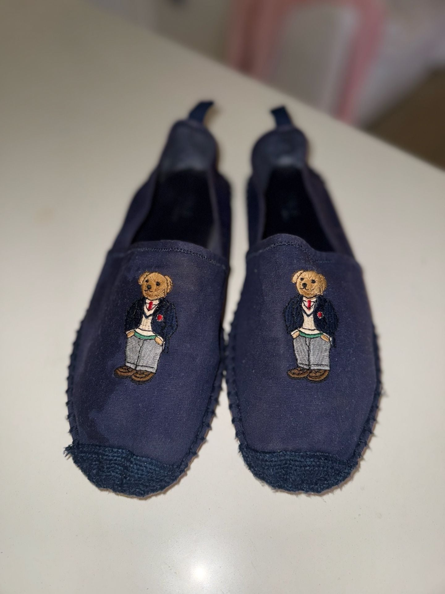 Polo Ralph Lauren Barron Polo Bear Canvas Espadrilles Navy Size 9D 2