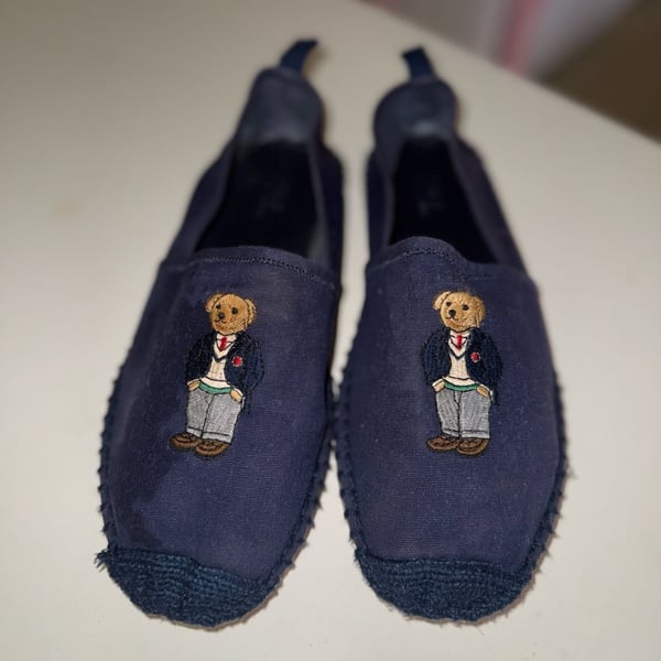 Polo Ralph Lauren Barron Polo Bear Canvas Espadrilles Navy Size 9D