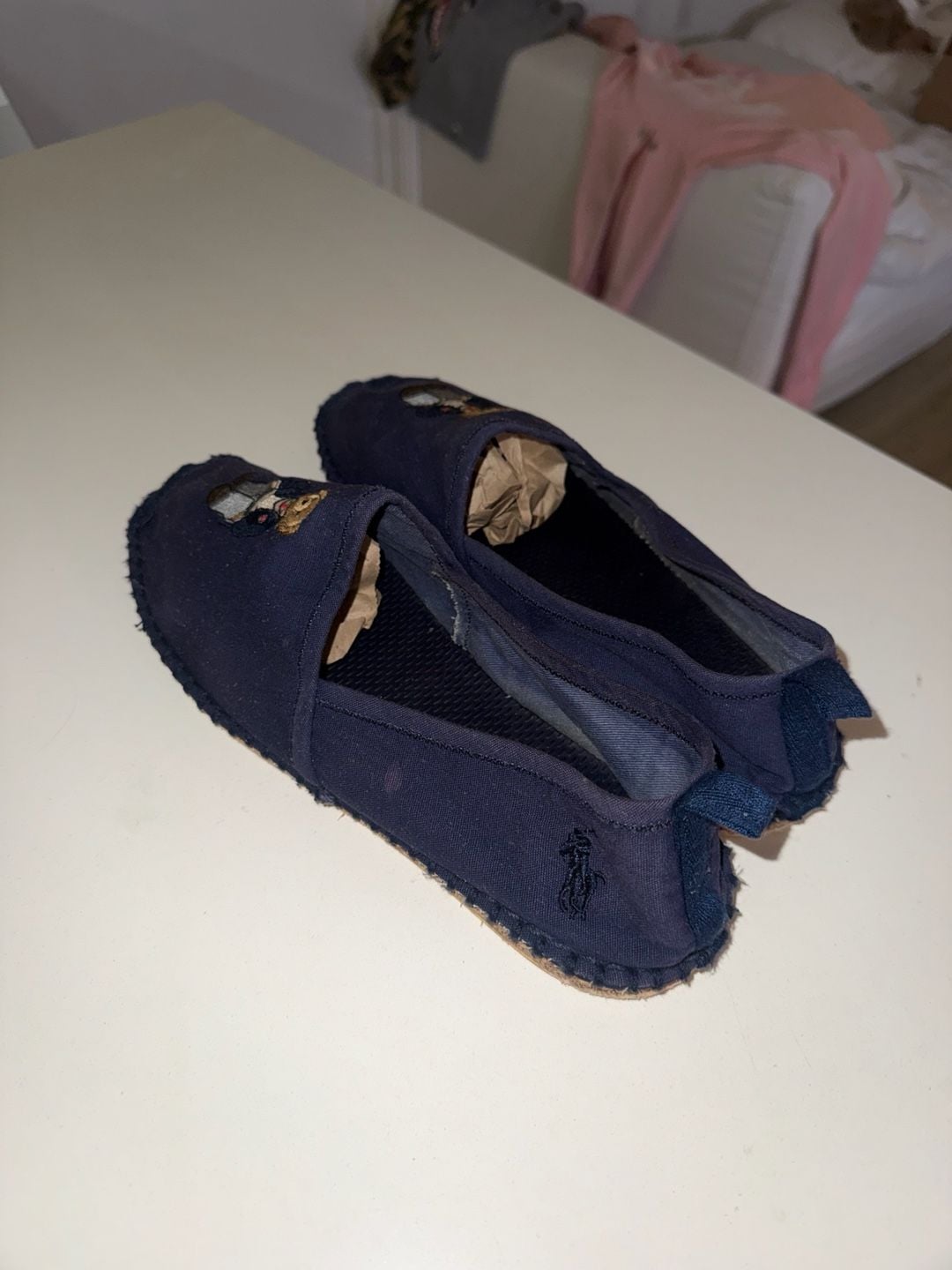 Polo Ralph Lauren Barron Polo Bear Canvas Espadrilles Navy Size 9D 4