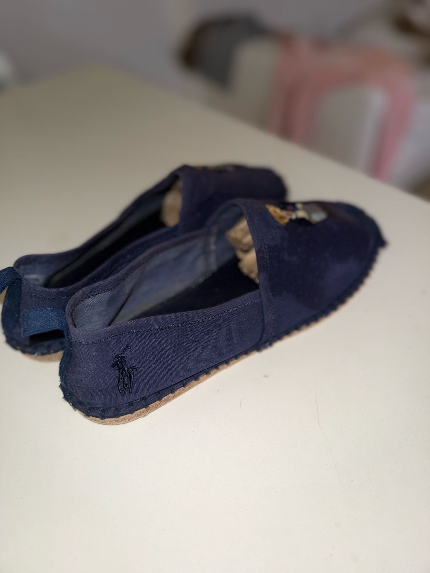 Polo Ralph Lauren Barron Polo Bear Canvas Espadrilles Navy Size 9D 6