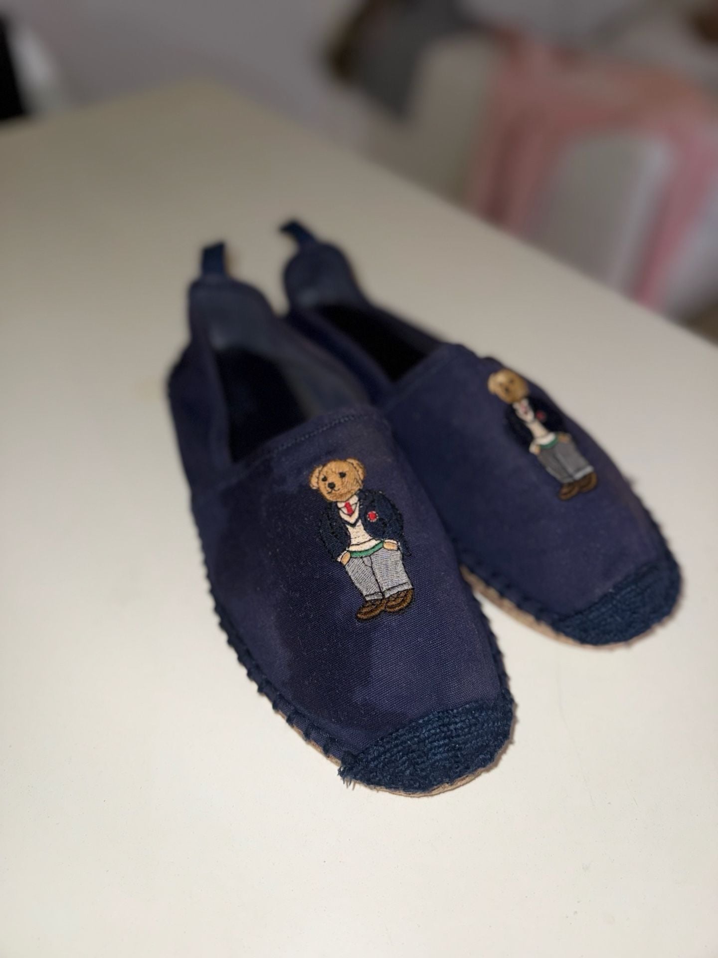 Polo Ralph Lauren Barron Polo Bear Canvas Espadrilles Navy Size 9D 7