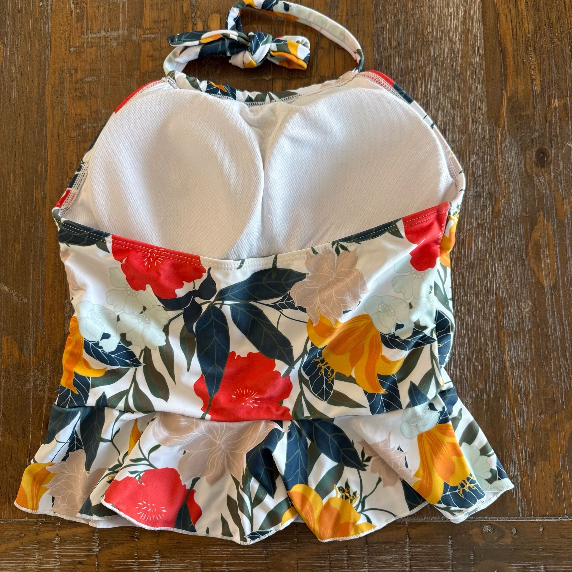 Janela Bay Floral Halter Peplum Tankini Top Size XS 3
