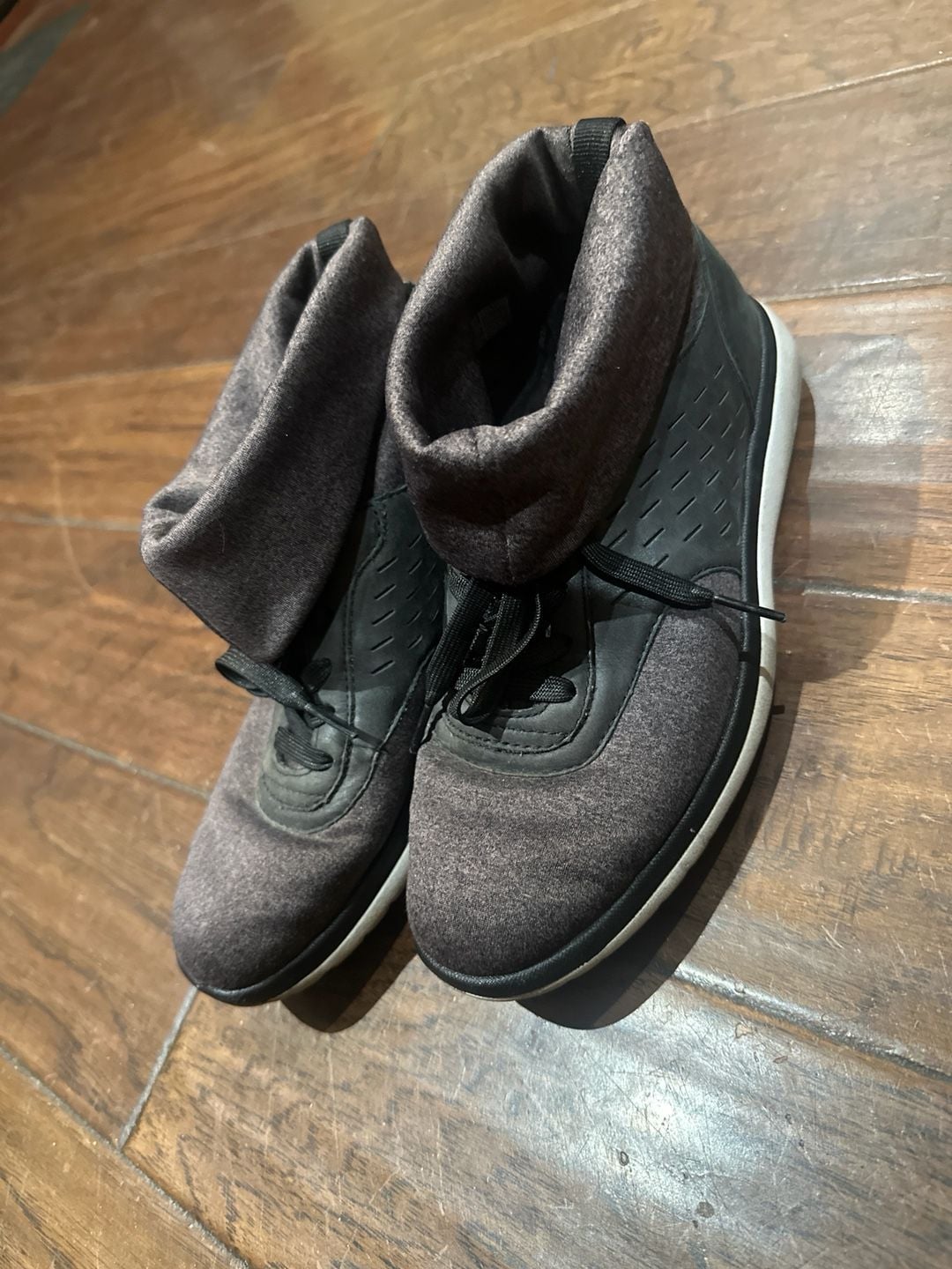 UGG Olive High Top Jersey and Leather Sneakers Charcoal Black 1