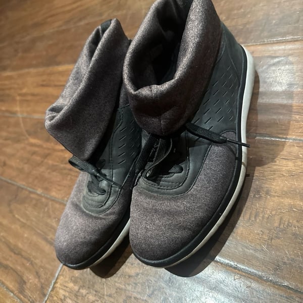 UGG Olive High Top Jersey and Leather Sneakers Charcoal Black
