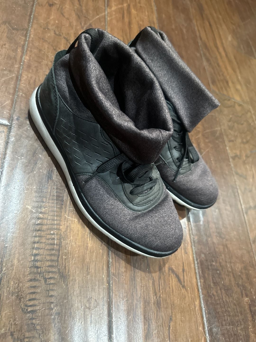 UGG Olive High Top Jersey and Leather Sneakers Charcoal Black 2