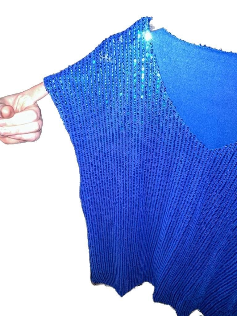 PLUS SIZE XXL Women Sequin Top Sparkle Sleeveless Tanks Tops V Neck Shirt 5