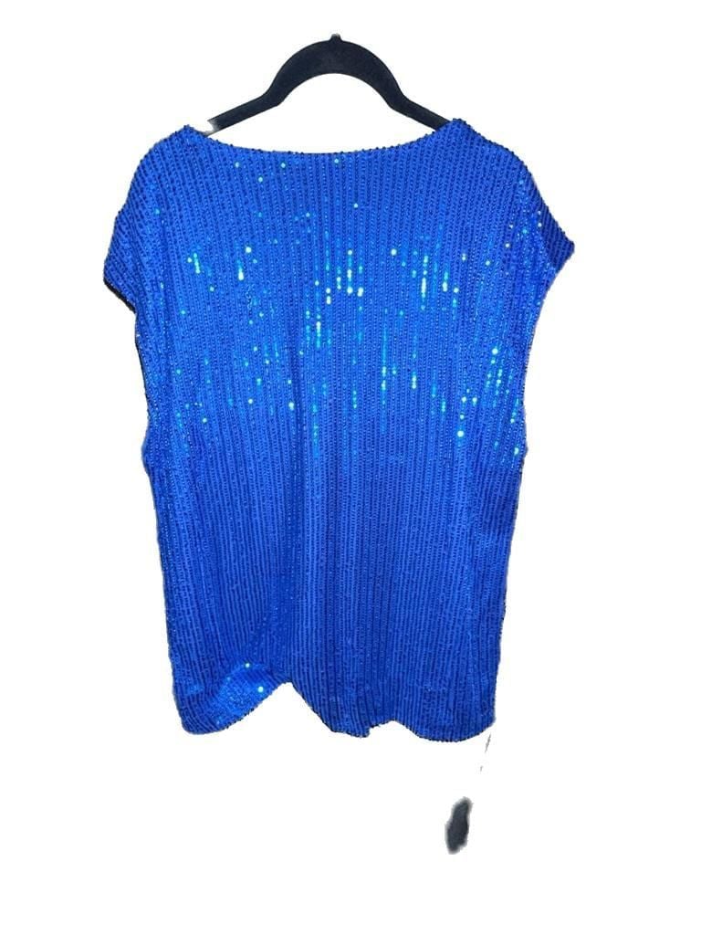 PLUS SIZE XXL Women Sequin Top Sparkle Sleeveless Tanks Tops V Neck Shirt 6