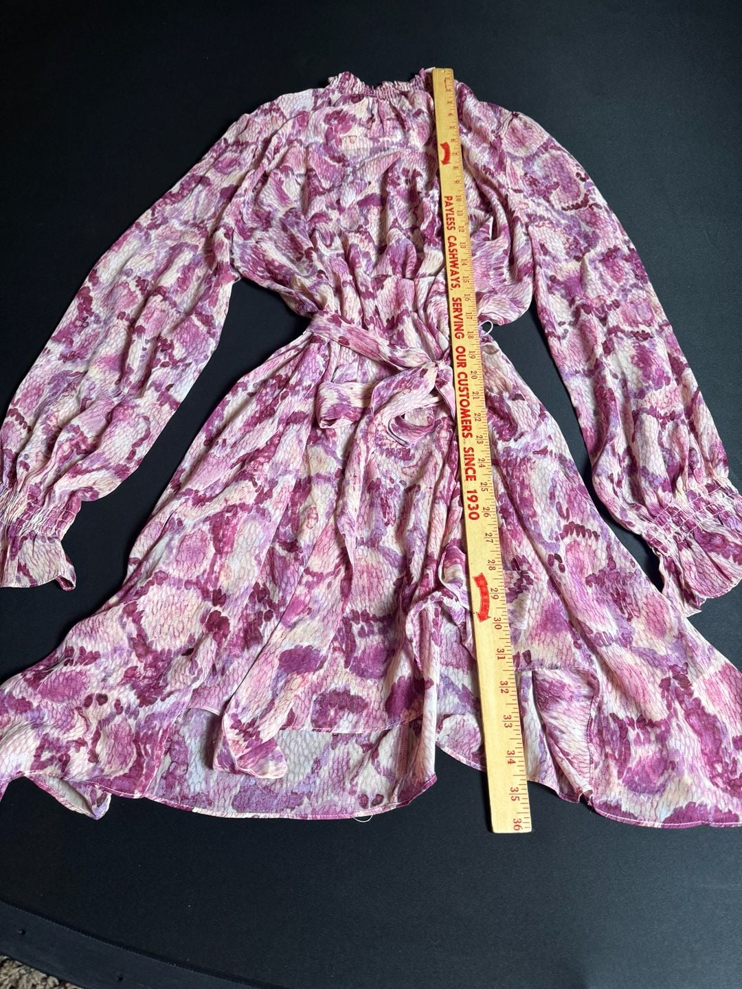 Dress Forum Fuchsia Abstract Print Mock Neck Long Sleeve Mini Dress Size M 4
