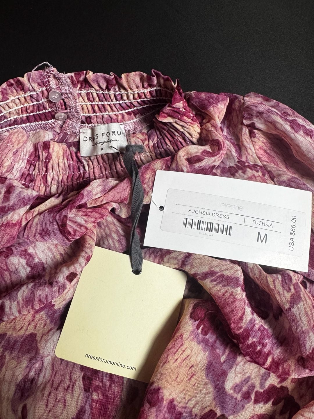 Dress Forum Fuchsia Abstract Print Mock Neck Long Sleeve Mini Dress Size M 5
