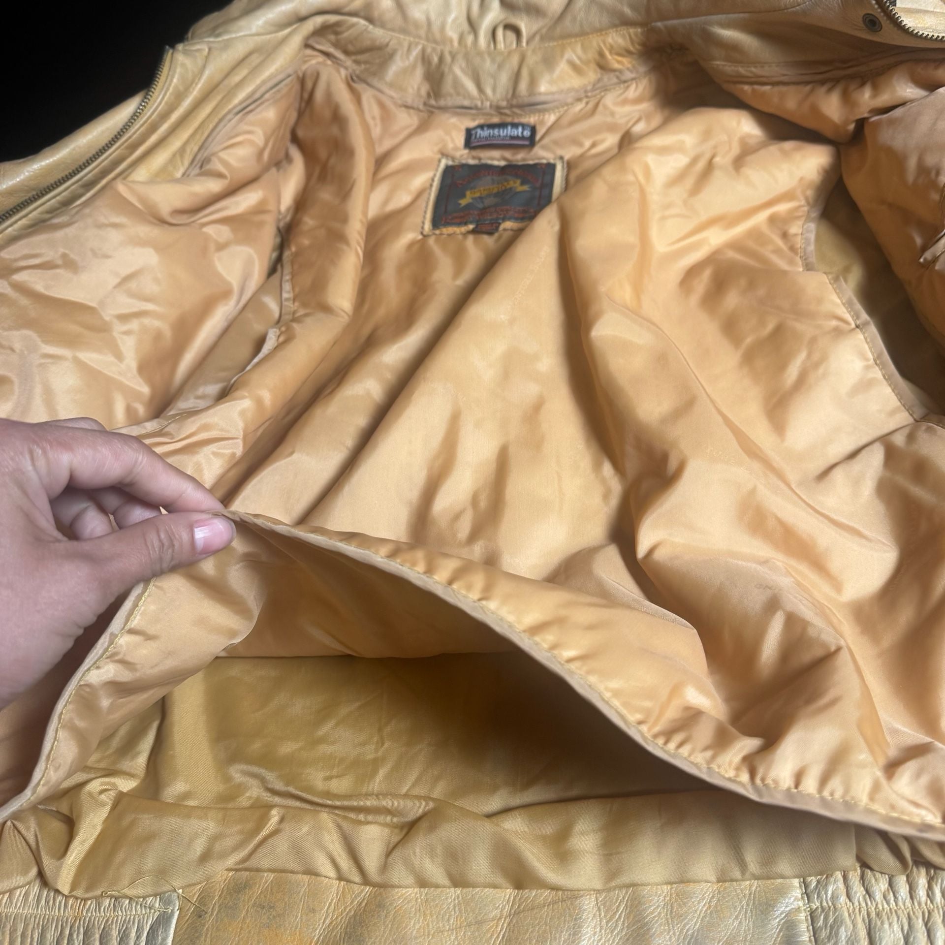 Adventure Bound by Wilsons Vintage Tan Leather Thinsulate Bomber Jacket Size L 5