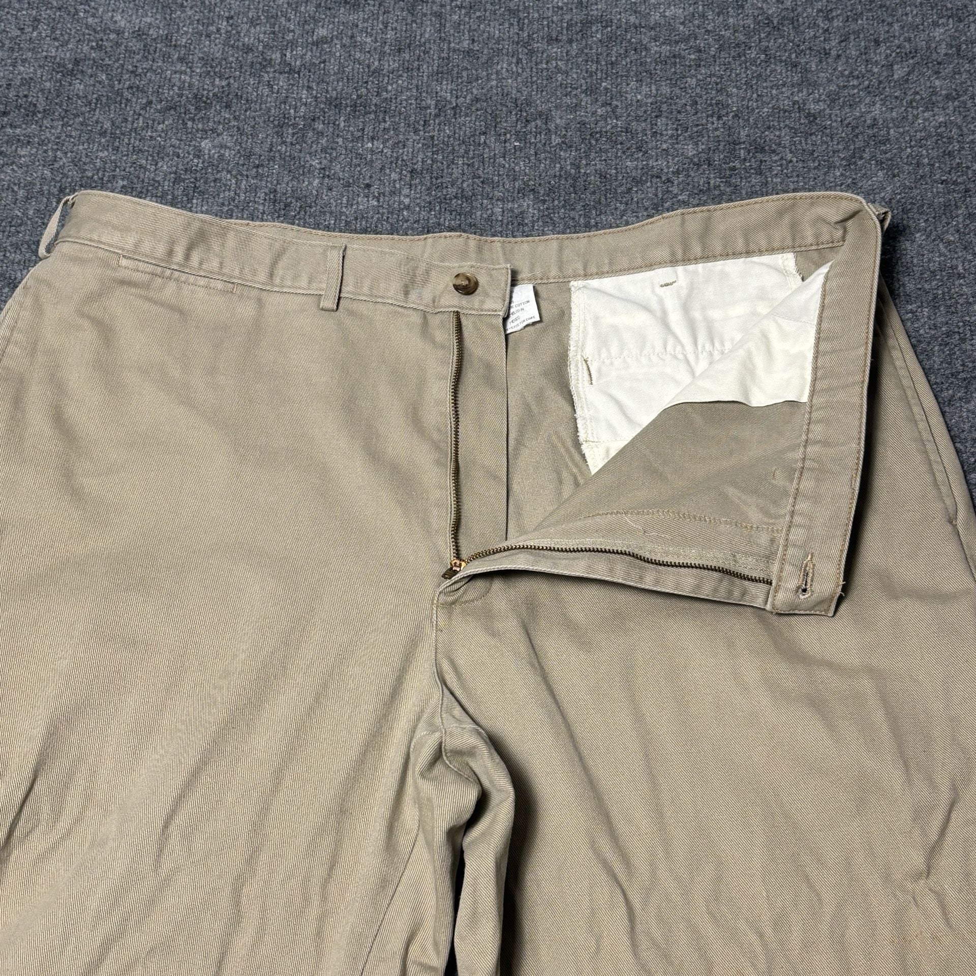 LL Bean Chino Pants Mens 42x29 Khaki Double L Natural Fit Cotton Twill HA99 4