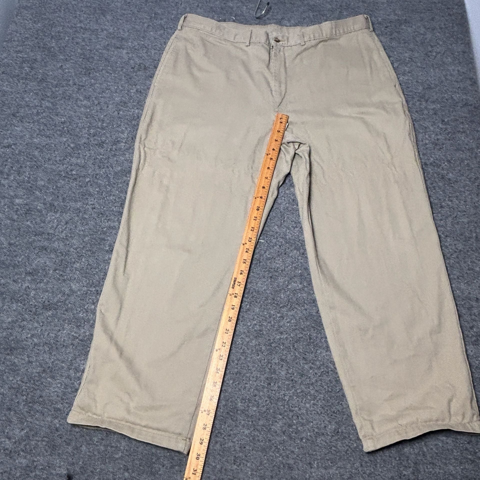 LL Bean Chino Pants Mens 42x29 Khaki Double L Natural Fit Cotton Twill HA99 10