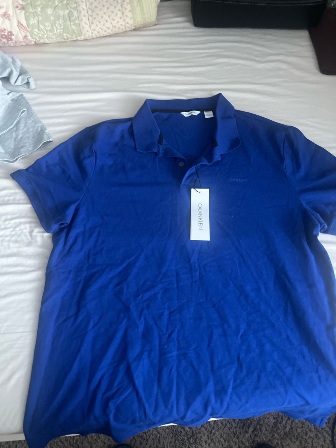 Calvin Klein Men's Short Sleeve Polo Shirt Blue Size XL 2