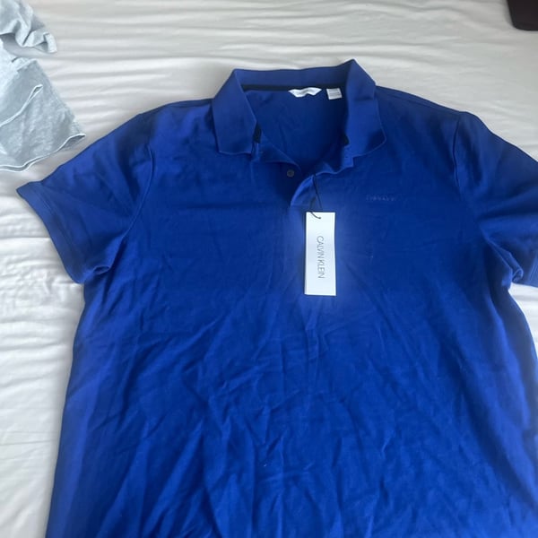 Calvin Klein Men's Short Sleeve Polo Shirt Blue Size XL
