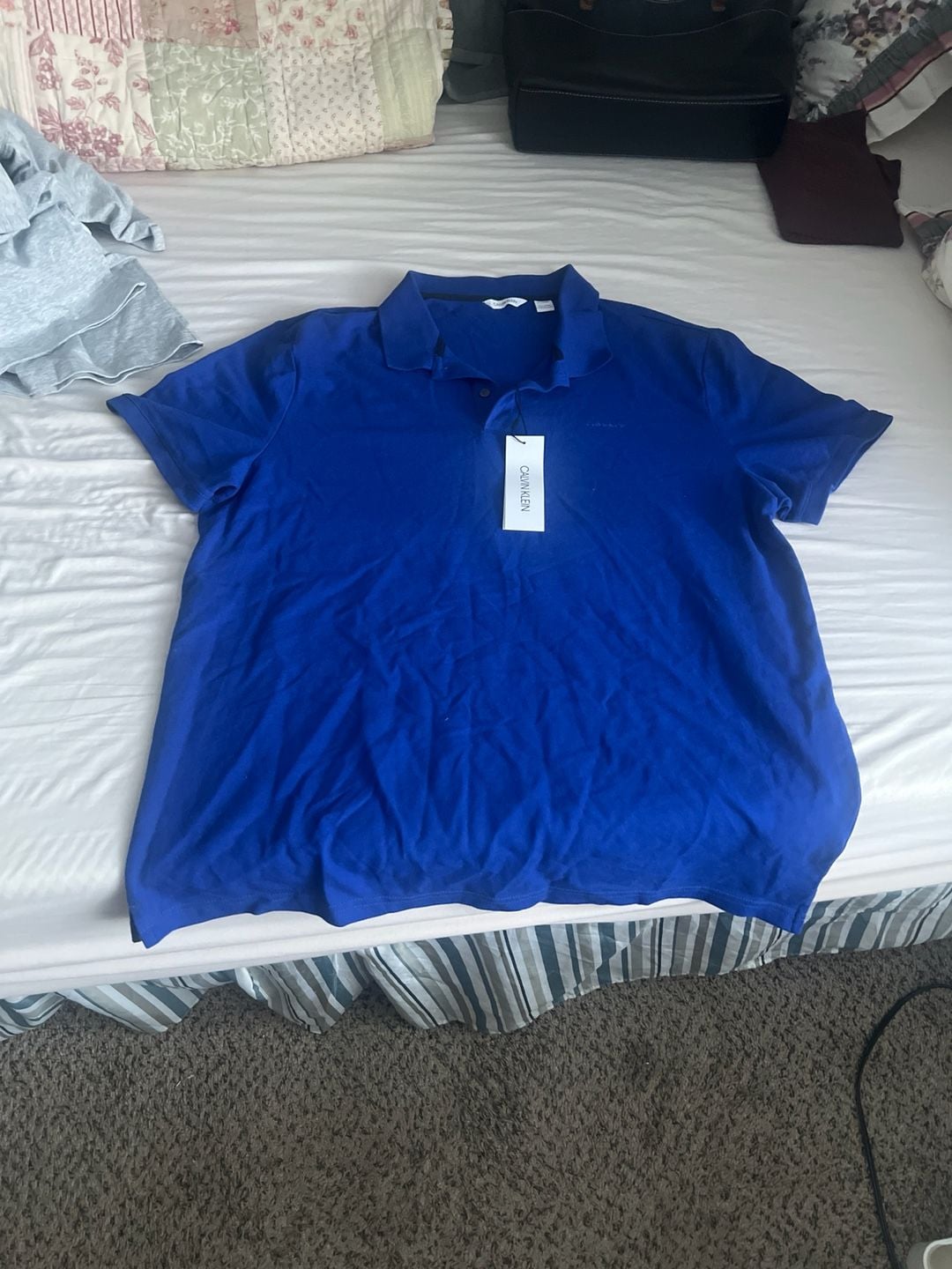 Calvin Klein Men's Short Sleeve Polo Shirt Blue Size XL 3