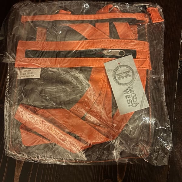 Moda West Clear PVC Crossbody Stadium Bag with Orange Trim Style 9610