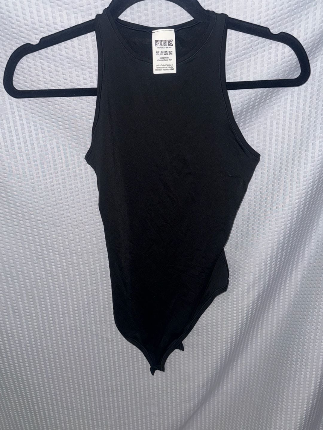 PINK Victoria's Secret Black High Neck Open Back Sleepwear Bodysuit Size S 1