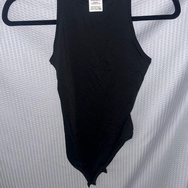 PINK Victoria's Secret Black High Neck Open Back Sleepwear Bodysuit Size S
