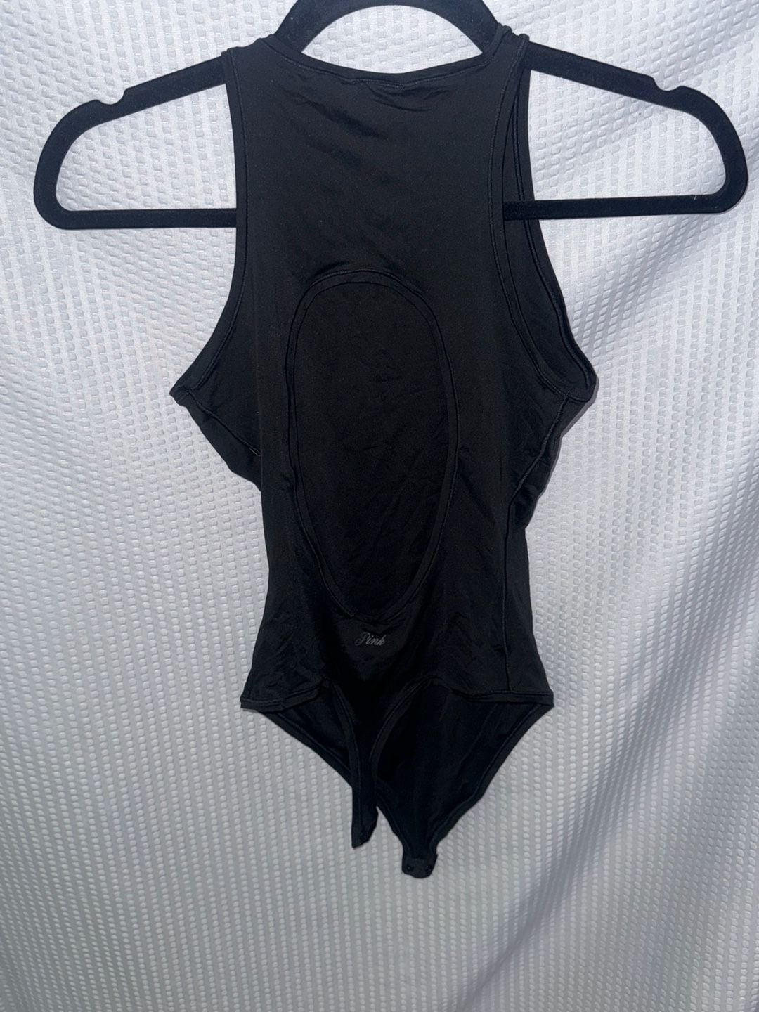 PINK Victoria's Secret Black High Neck Open Back Sleepwear Bodysuit Size S 2