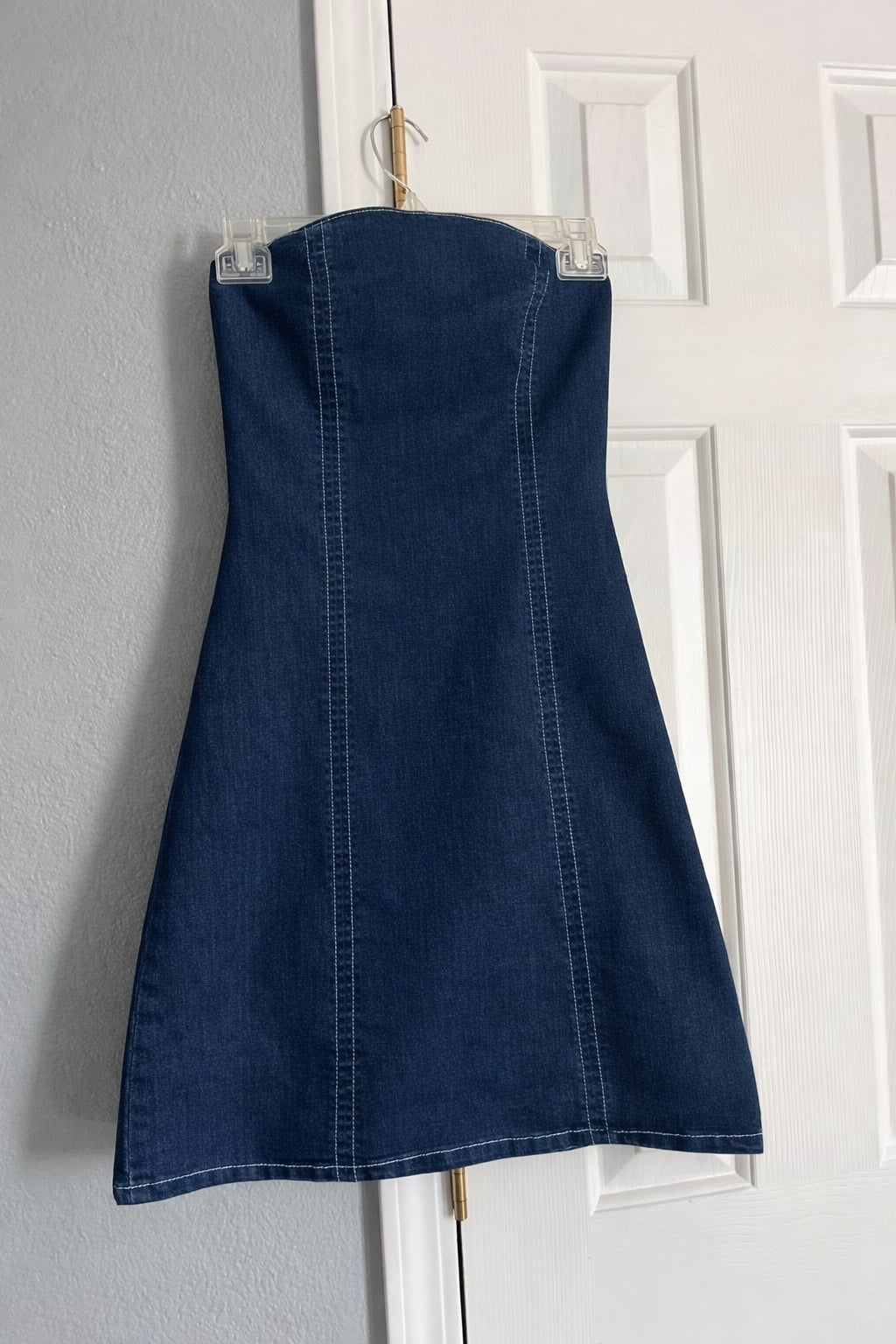 H&M Divided Strapless Denim Mini Dress with Contrast Stitching Size XS 1
