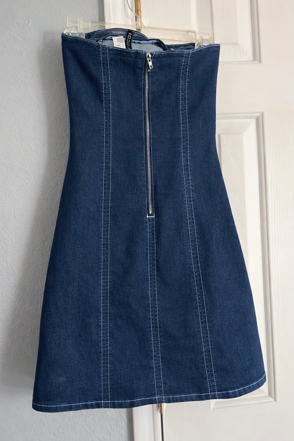 H&M Divided Strapless Denim Mini Dress with Contrast Stitching Size XS 2