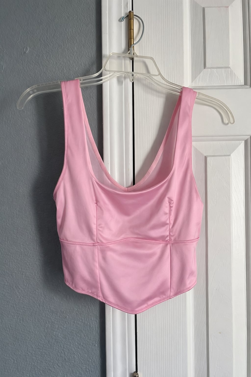 Colsie Pink Mesh Corset Style Crop Top Bralette Size M 2