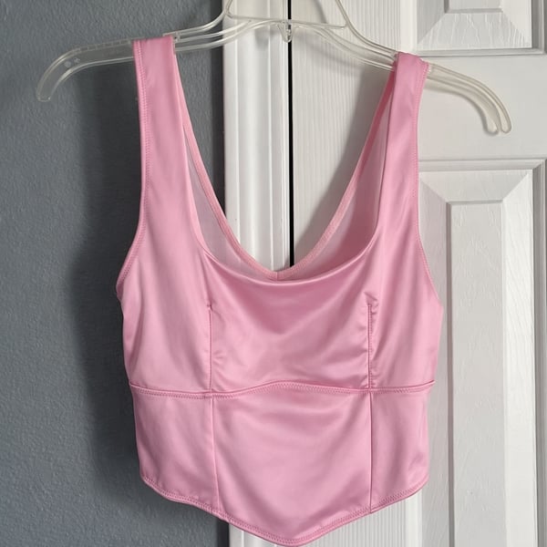 Colsie Pink Mesh Corset Style Crop Top Bralette Size M