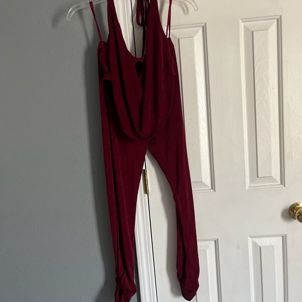 Fashion Nova Burgundy Halter Draped Top and Leggings Set Size XS