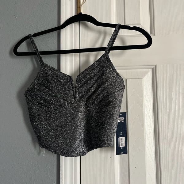 Madden NYC Metallic Pleated Cami Top, Size XS