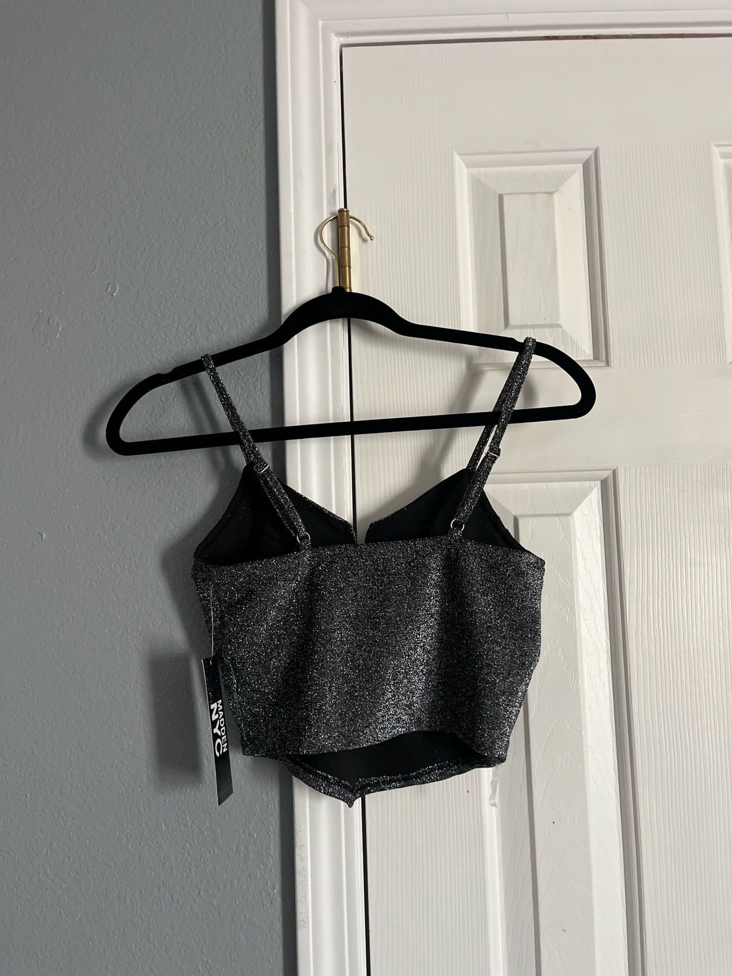 Madden NYC Metallic Pleated Cami Top, Size XS 3