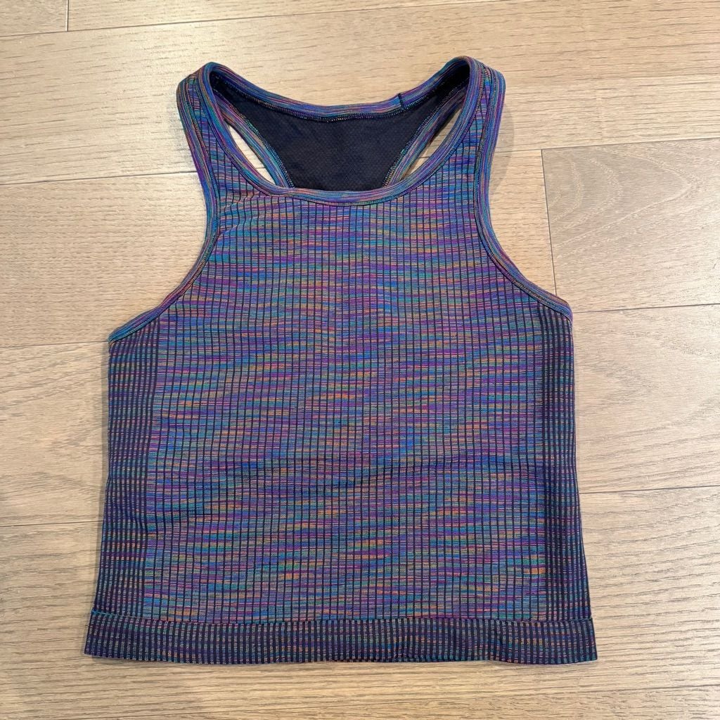 Lululemon Ebb to Street Racerback Crop Tank Purple Multi Stripe 3
