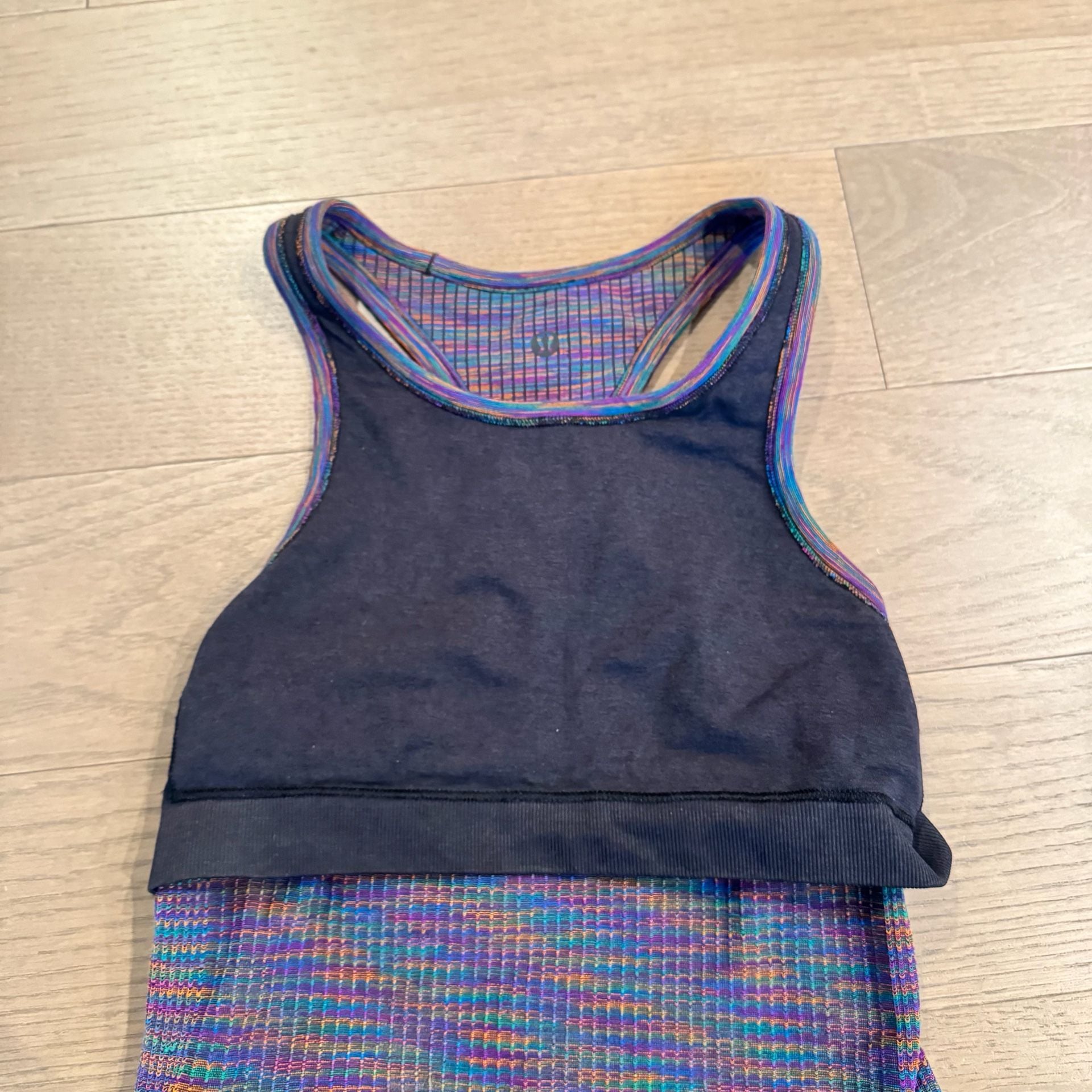 Lululemon Ebb to Street Racerback Crop Tank Purple Multi Stripe 5